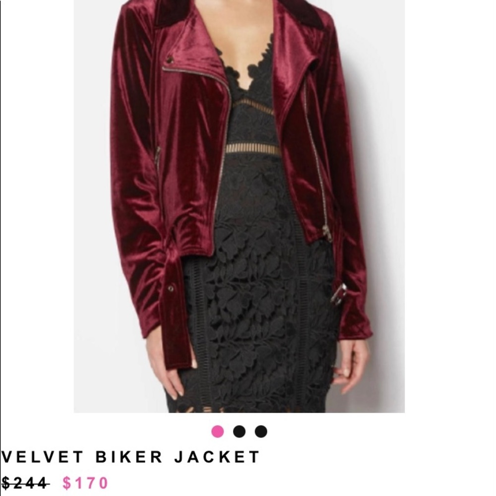 NWT MINKPINK Moto Velvet Jacket Zipper With Belt